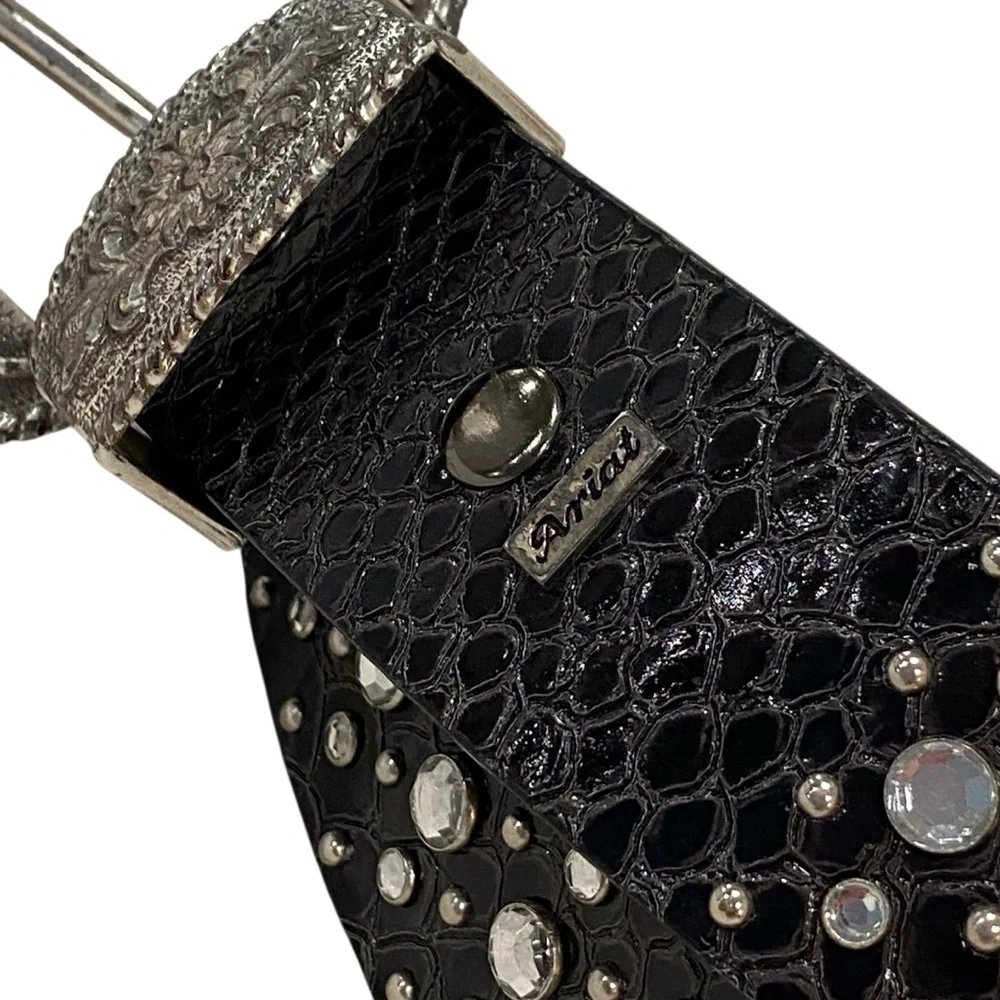 Ariat Black Leather & Rhinestone Silver Buckle Men’s Belt - NWOT - W36
